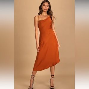 LULUS orange silk dress